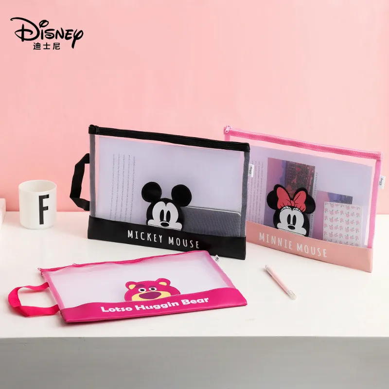 

Disney Genuine Office Culture and Education Grid Zipper Pen Bag Folder Student Information Bag A4 File Bag Clutch Gift