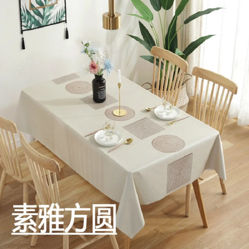 PVC Tablecloth Waterproof Anti-scalding Oil-proof Table Mat Wash-free Nordic Tablecloth Coffee Table Mat Printed Tablecloth