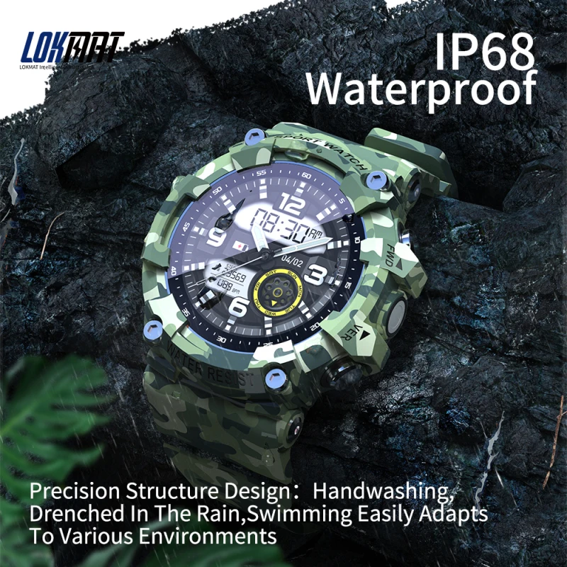 LOKMAT ATTACK Touch Screen Fitness Tracker Smart Watch Men Heart Rate Monitor Blood Pressure Waterproof Sports Watch For Android