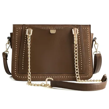 

The Korean version of the frosted three-dimensional generous bag rivet single shoulder inclined across the hand-held women's bag