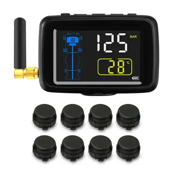 

VODOOL 24V Truck Wireless TPMS LCD Tire Tyre Pressure Temperature Alarm Monitoring System with 8 Sensors Tire Pressure Alarm New