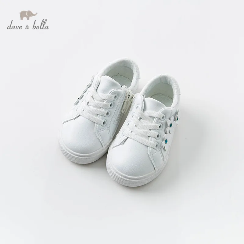 DB13747 Dave Bella spring baby girl casual white solid shoes kids floral brand | Детская одежда и обувь
