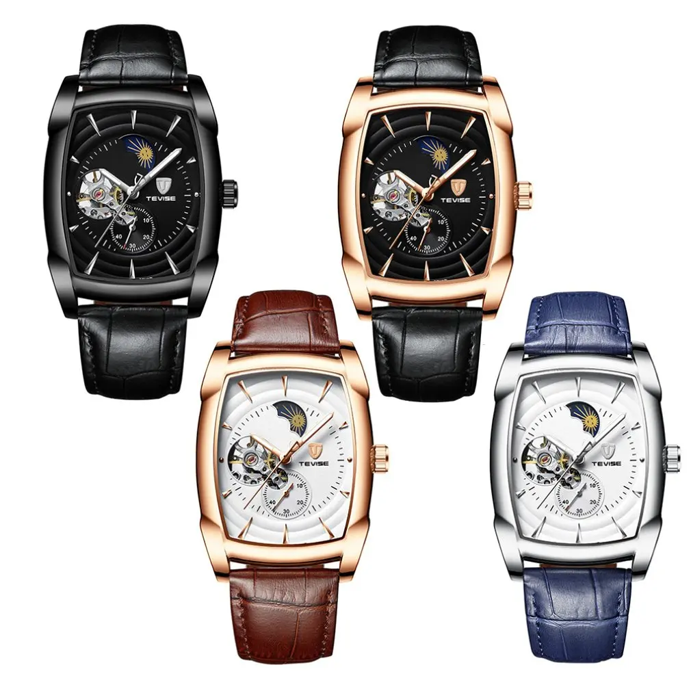 

Tevise Men'S Mechanical Watch Fashion Four-Piece Men'S Watch Waterproof Spiral Crown Automatic Watch Hot