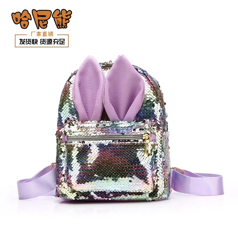 

Children Mini Sequin Backpack CHILDREN'S 3-6-Year-Old Cute Rabbit Eared Snacks Sequin Bag