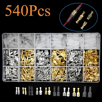 

540Pcs Terminals Kit Assortment Female Male Electrical Spade Wire Butt Connectors Lugs Battery Starter Cable Splice Crimp