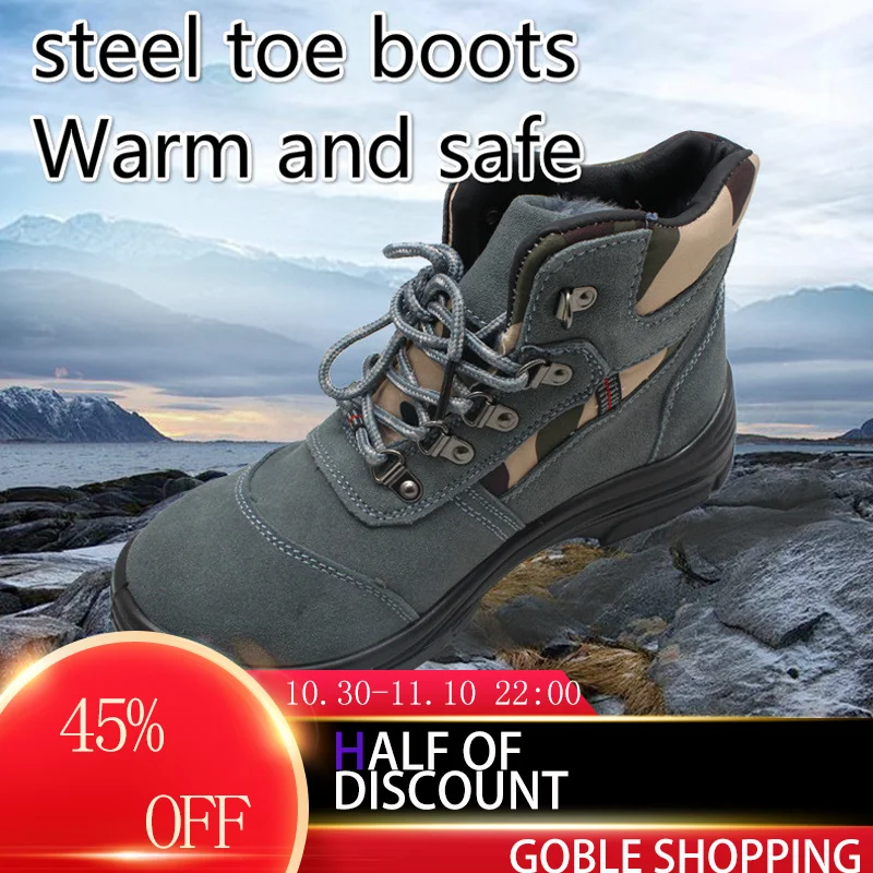Gray Botas hombre Sepatu/ботинки; защитная зимняя обувь для мужчин; Buty Robocze Timberlend; рабочие зимние водонепроницаемые ботинки; Homme Bottes Cizme; - Цвет: Gray