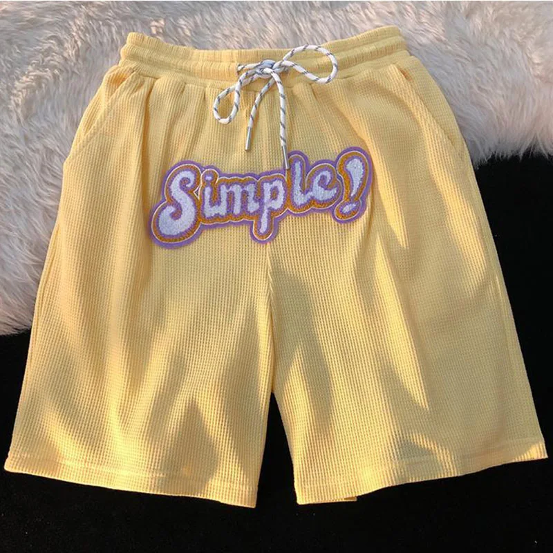 

Korean Fashion Casual Sports High Waist Shorts Women Letter Print Drawstring Baggy Loose Shorts Harajuku Aesthetic Shorts Female