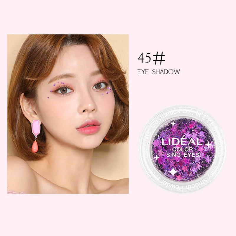 Гибридные блестки блеск Звезда Форма ногтей лицо тело тени для век баночки с