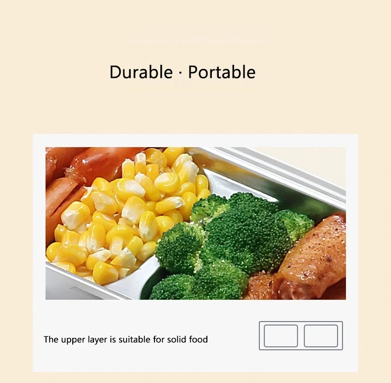 Kbxstart Многофункциональный Электрический Ланч-бокс с изоляцией портативный паровой нагрев двойной нержавеющей стали лайнер рисоварка Office220V