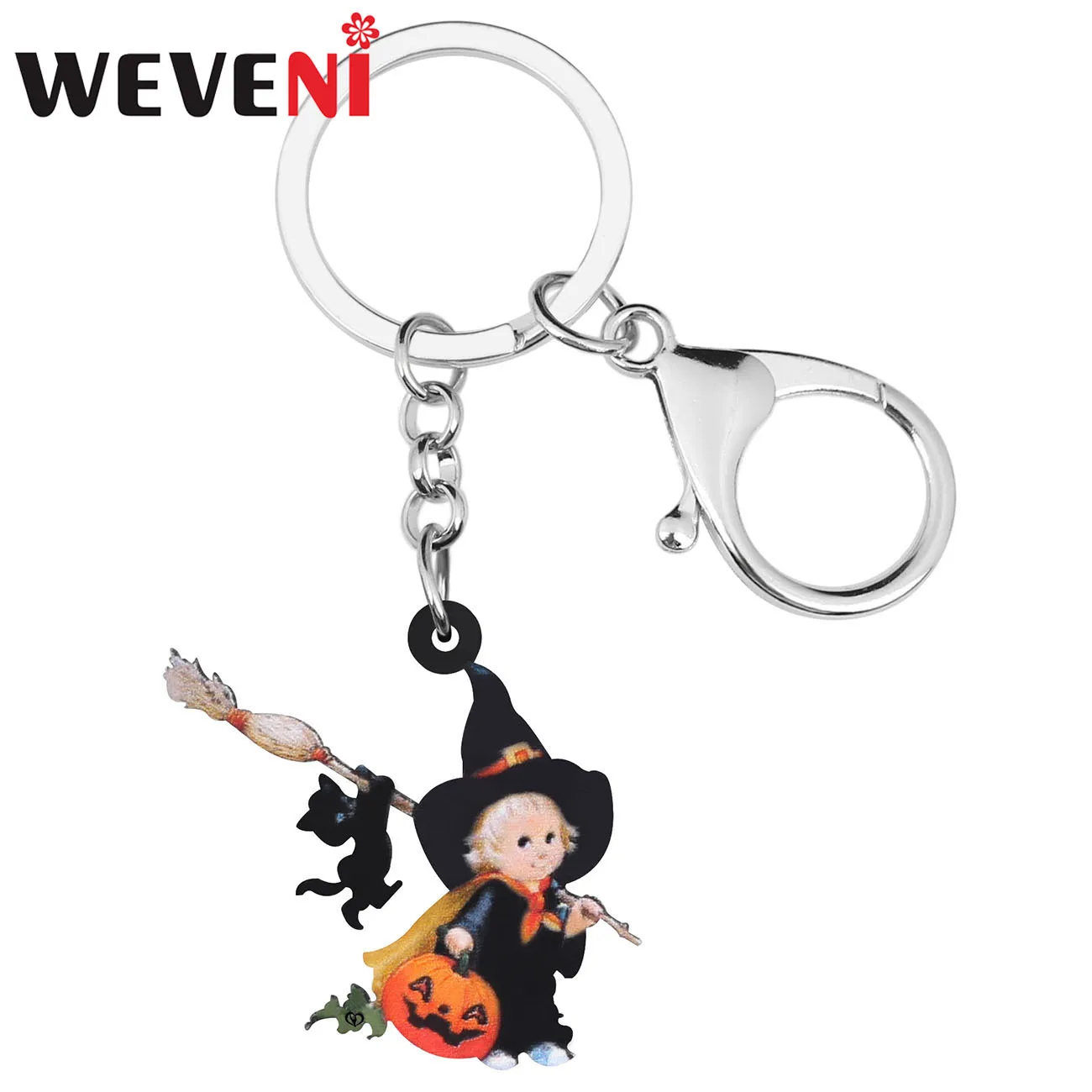 WEVENI акриловый брелок на Хэллоуин с принтом головы тыквы волшебная ведьма длинная