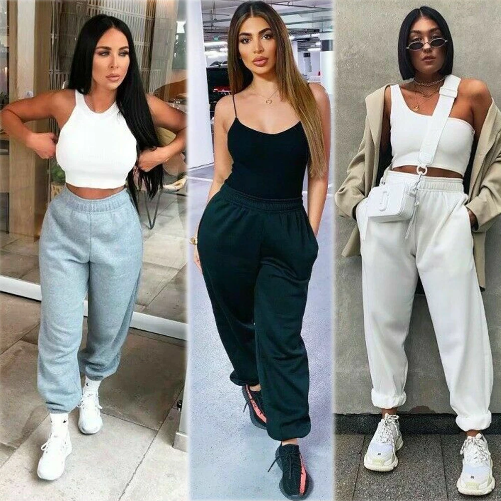 Women Casual Sport Pants Solid Running 