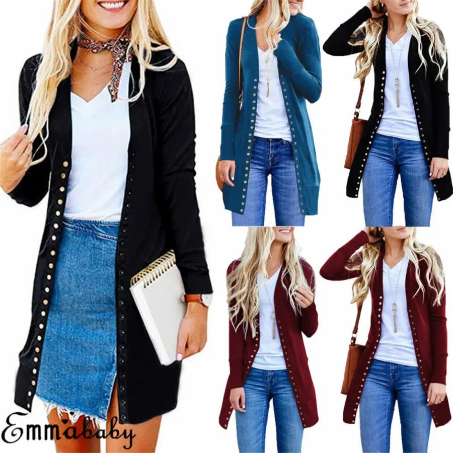 Женский вязаный кардиган на пуговицах повседневный джемпер с глубоким v образным