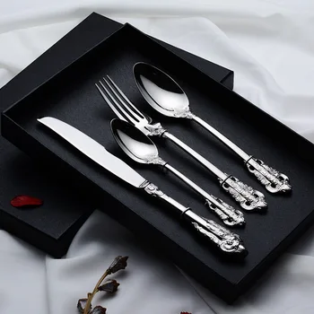 

Lingeafey Stainless Steel Cutlery Set Forks Knives Spoons Cutlery Luxury Home Tableware Silverware Golden Cutlery Gift Set Case