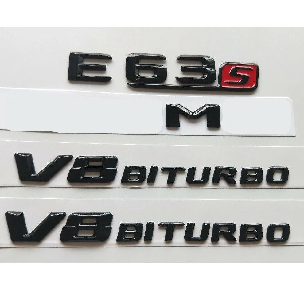 Блестящие черные 3D буквы для E63s AMG V8 BITURBO эмблемы для Mercedes W212 W213 - Цвет: Gloss Black