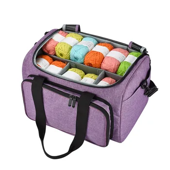 

DIY Hand Knitting Bag Yarn Tote Organizer with Inner Divider for Wool Crochet Hooks Knitting Needles Sewing Set DIY Storage Bag