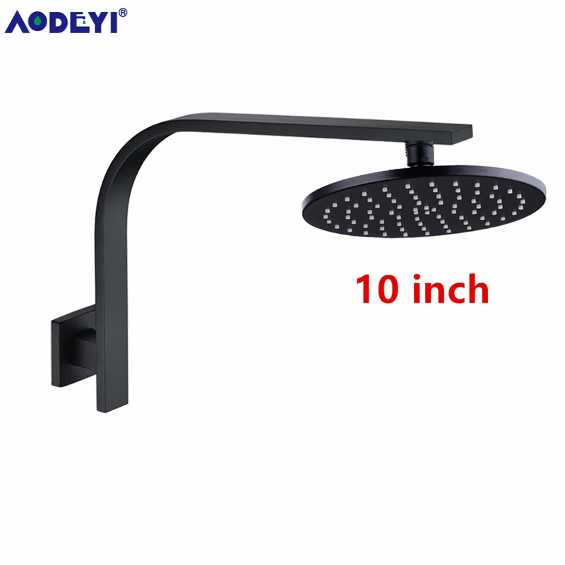 10 Inch AODEYI твердая латунь круглая душевая головка гусиная шея настенное крепление Arm матовый черный дождь с душевым набором - Цвет: 10 Inch