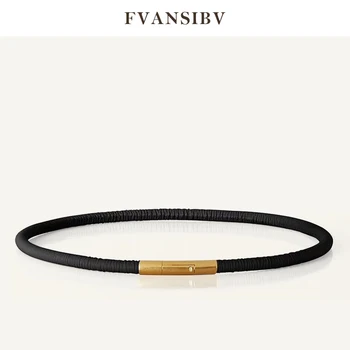 

Luxury Brand Women Girdle 100% Sheepskin Leather Star of the Same Paragraph Fashion Simple Belt Gold-Tone Alloy Buckle 2020 New