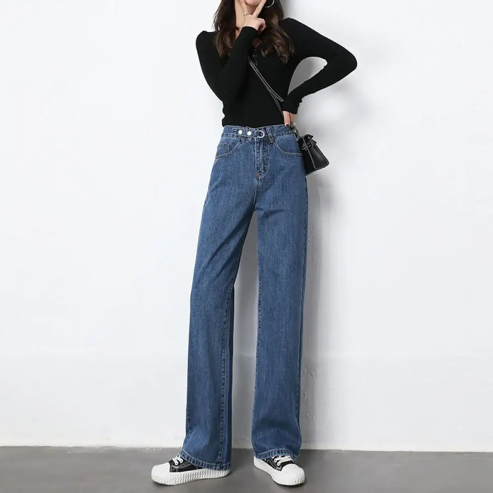 

Woman Jeans High Waist Clothes Wide Leg Denim Clothing 2020 High Waist Fashion Harajuku Straight Pants Women Baagy Boyfriend