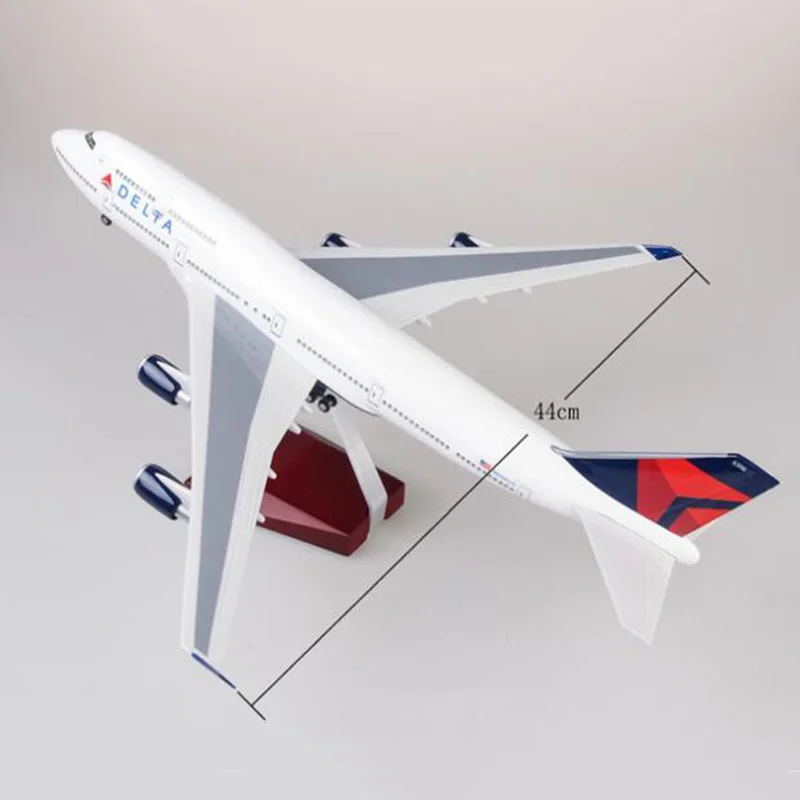 47 см 1/150 масштаб самолет Boeing B747 самолет DELTA авиакомпания Модель W светильник и колесо литой под давлением пластик Смола самолет для сбора