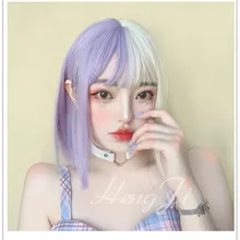 Uwowo фиолетовый и белый парик Staight Лолита парики Косплей парики термостойкие синтетические волосы Аниме вечерние парики красочные волосы