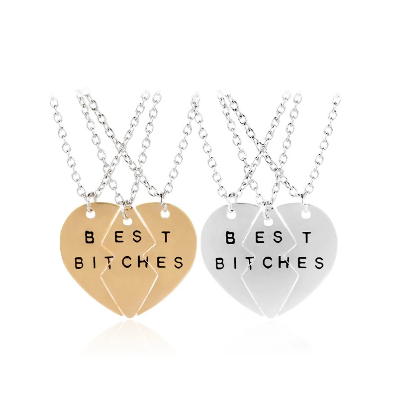 3 Pcs Best Friend Necklaces Set For Women Star Moon Pendant Chain Necklace Bff Choker Girl's Gift Rhinestone Letter Necklaces