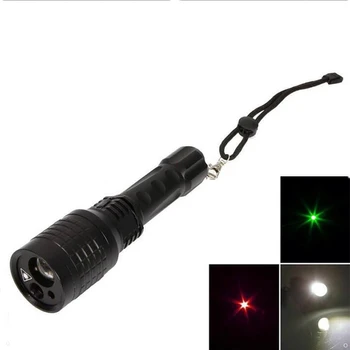 

Green+red laser+white light 3 in 1 flashlight 18650x1 AAAx3 battery zoomable 1200lumens torch rechargeable flash light