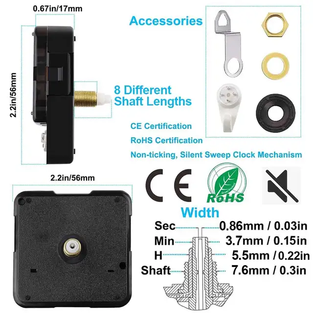 MCDFL DIY Quartz Silent Wall Clock Movement Mechanism Kit – Long Shaft 3