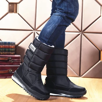 

Winter Men Boots Waterproof Ankle Boots Down Warm Snow Boots Shoes Man Fur Insole Botas Mujer