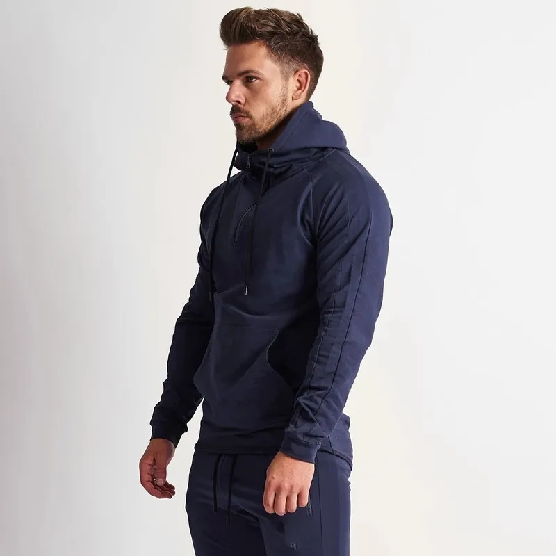 blue hoodie Осенне-зимний мужской спортивный костюм, толстовка с капюшоном, повседневные штаны для пробежек, спортивная одежда, спортивная одежда, спортивный костюм - Цвет: blue hoodie