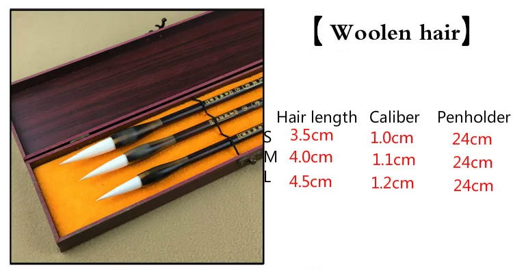 Weasel Cabelo Chinês Caligrafia Escova Huzhou lã Pincel Caneta Pintura Regular Script Couplet Escrita Escovas 5 cabelo caligrafia pincel caneta pintura regular script couplet escrita escovas