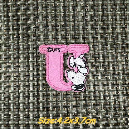 U Железные нашивки для одежды, значки, буквенные Snoopy, индивидуальная модная одежда с вышивкой, сумки для одежды, футболки DIY - Цвет: U