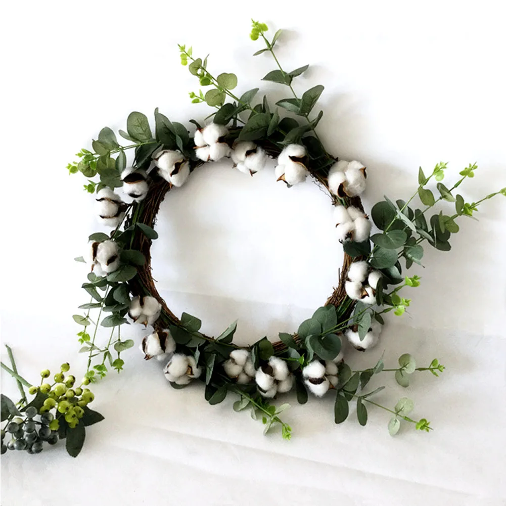 

Wreath Wedding Festival Window Christmas DIY Party Halloween Artificial Cotton Decoration Crafts Door Hanging Round Home