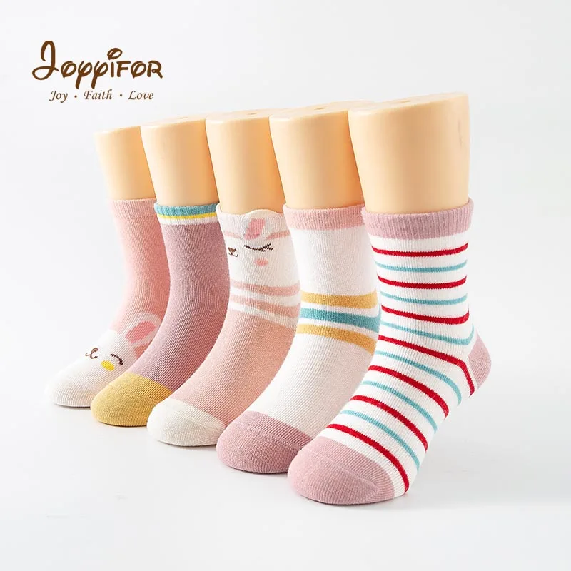Joyifor/5 пар/лот, тонкие носки для девочек на весну и осень Детские хлопковые носки дышащие носки для маленьких мальчиков с изображением медведя и звезды, носки до щиколотки для детей 1-6 лет