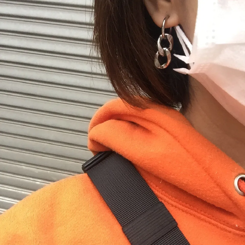 Simple Stainless Steel Dangle Earrings Korean Simple Hoop Earring for Women Men Punk Jewelry Gift