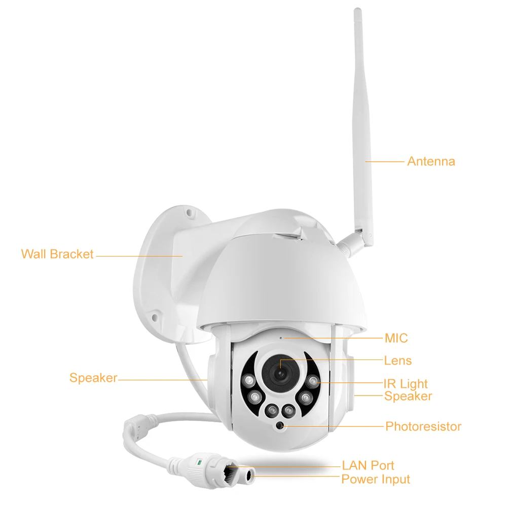 K38D 1080P WiFi PTZ ip-камера распознавание лица автоматическое отслеживание 4X зум двухстороннее аудио Водонепроницаемая наружная камера безопасности