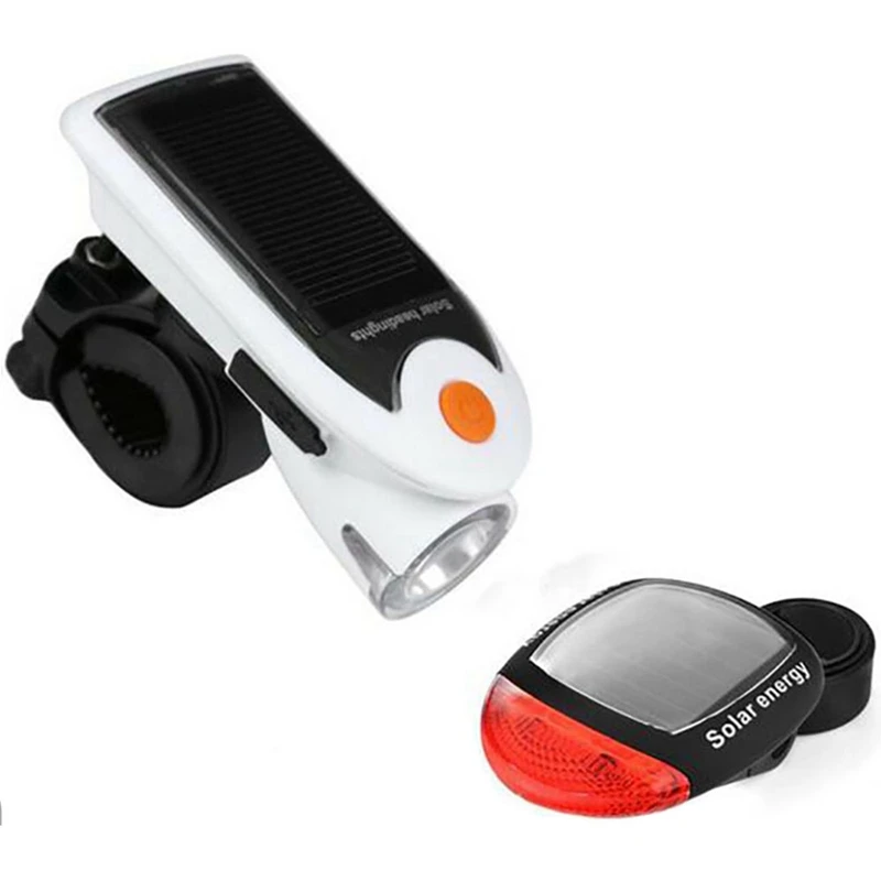 

Bicycle Solar Headlight Taillights Set Solar Powered Led Headlight Taillight Combo Cycling Lamp Warning Light Bike Accessories