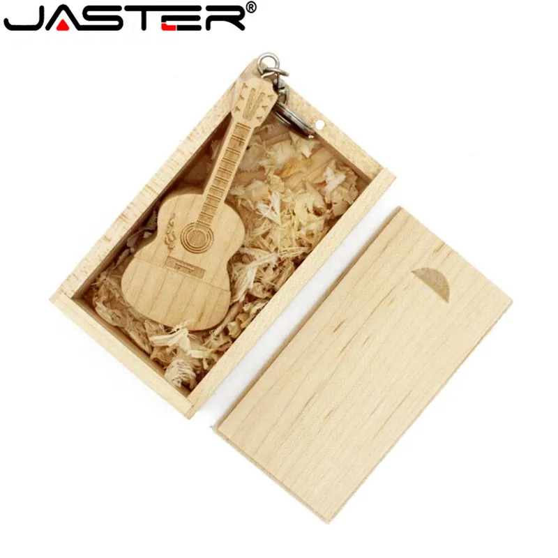 JASTER Гитарный usb флэш-накопитель 4 ГБ 8 ГБ 16 ГБ 32 ГБ 64 ГБ usb 2,0 флэш-накопитель с памятью, деревянная коробка, печать логотипов под заказ