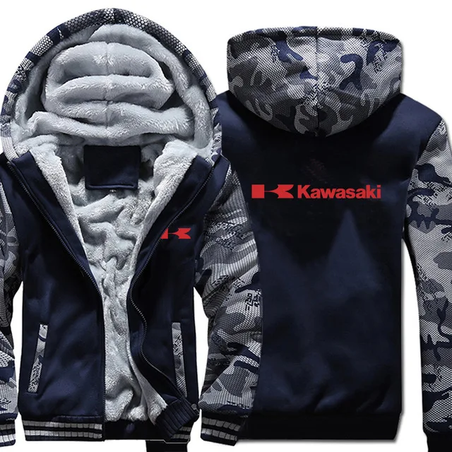 Для Kawasaki, моторные толстовки, зимняя камуфляжная куртка с рукавом, Мужская Флисовая мотоциклетная Толстовка для Kawasaki