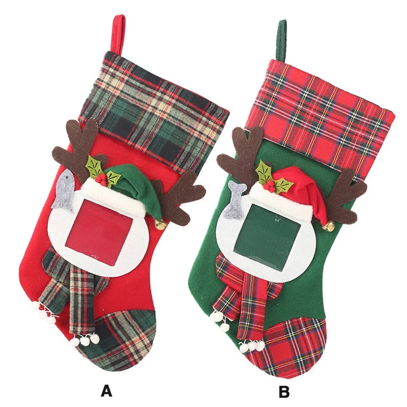 Christmas Stocking Creative Transparent Photo Frame Christmas Candy Stocking Lovely Gift Bag For Christmas Decoration