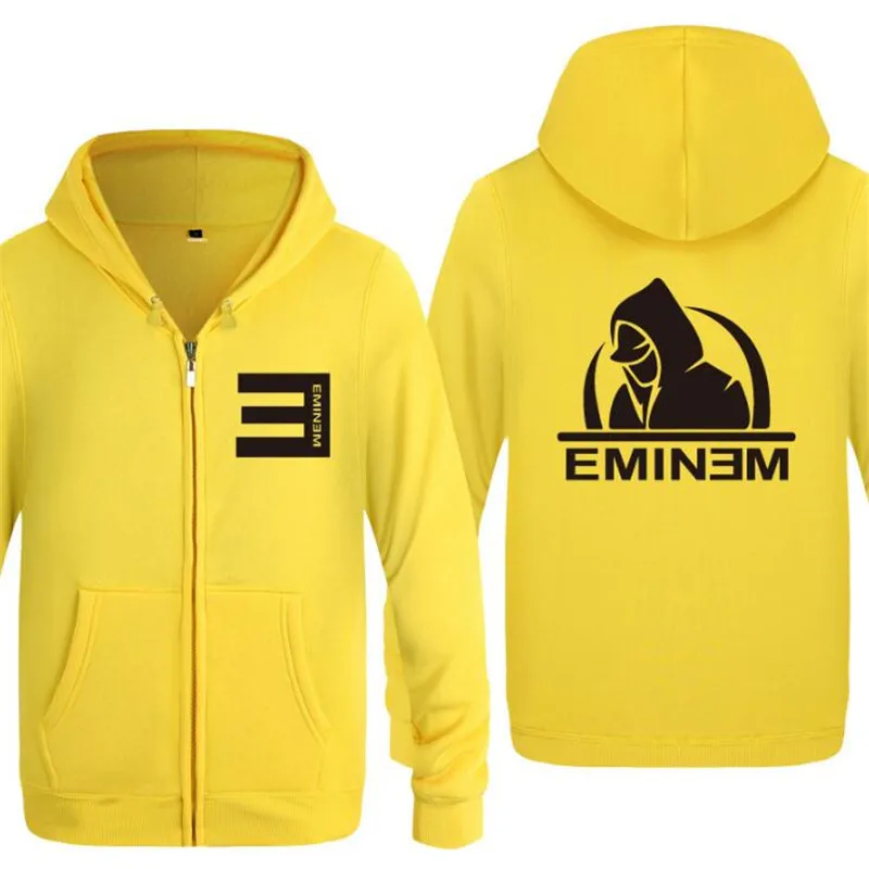 yellow hoodie 12 Мужские толстовки с капюшоном в стиле рок, Hardcore, Rap, Eminem, Printes, Мужская толстовка в стиле хип-хоп, флисовая куртка на молнии с длинным рукавом, пальто, Мужская толстовка, спортивный костюм - Цвет: yellow hoodie 12