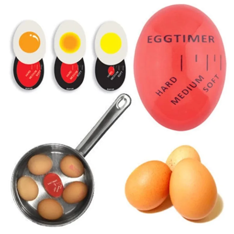 1 Pcs Yummy Soft Hard Boiled Eggs Cooking Kitchen Eco-Friendly Resin Egg Timer Red Timer Tools Perfect Color Egg Changing Timer