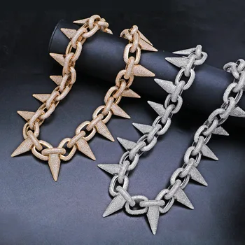 

Fashion And Popular Big Rivet Men's Necklace Metal Punk Hipster Hip-hop Full Zircon Necklace Jewelry