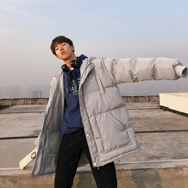 

UYUK2019 Winter New Hooded, Thick-printed Thermal Trend Loose, Mid-length Hot Style Men's Cotton Suit Manteau Homme Hiver