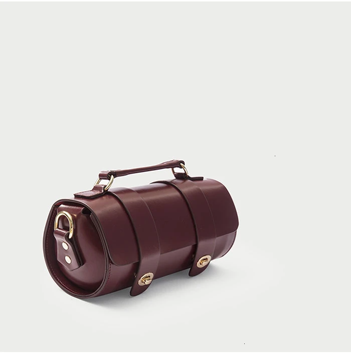 Unua amo Cylinder Handbag Women Luxury Genuine Leather Shoulder Bag Retro Round Bucket Totes Bags Ladies