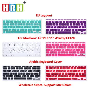 

HRH 50pcs EU UK Arabic Alphabet Soft Silicone Keyboard Protector Covers Skins Protector For Macbook Air 11.6 11" A1465/A1370
