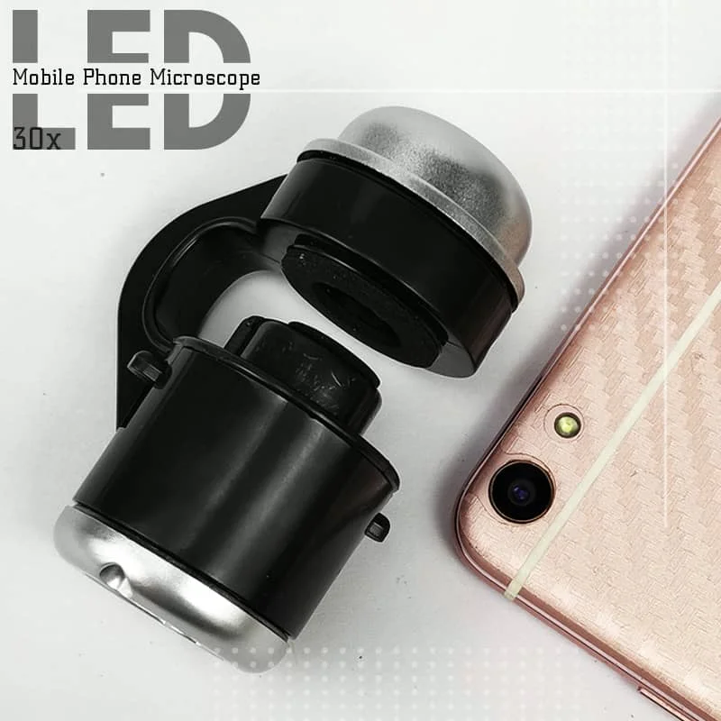 

Mobile Phone External Microscope Head LED Light 30 Times HD Micro Fisheye Magnifying Glass Jewelry Jade Identification