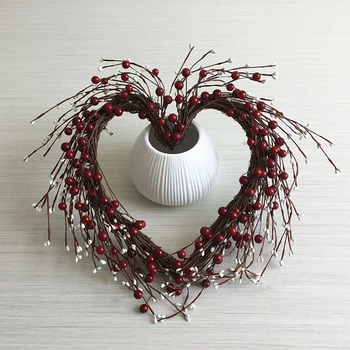 

Rattan flower Wreaths DIY Craft Natural Twig Grapevine Heart Shaped Garland Hanging Wreaths Festival Window Door Decor new