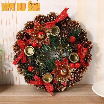 

1PCS 20/23/27CM Garland Arrangement Christmas Ornament Christmas Wreath Decorative Wreath Bow Christmas Decoration Door Decor