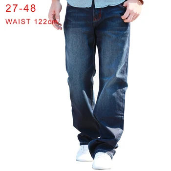 

Plus Size 48 Mens Baggy Jeans Hip Hop Skateboard Loose Jeans Vintage Blue Casual Straight Denim Pants for Male R3600
