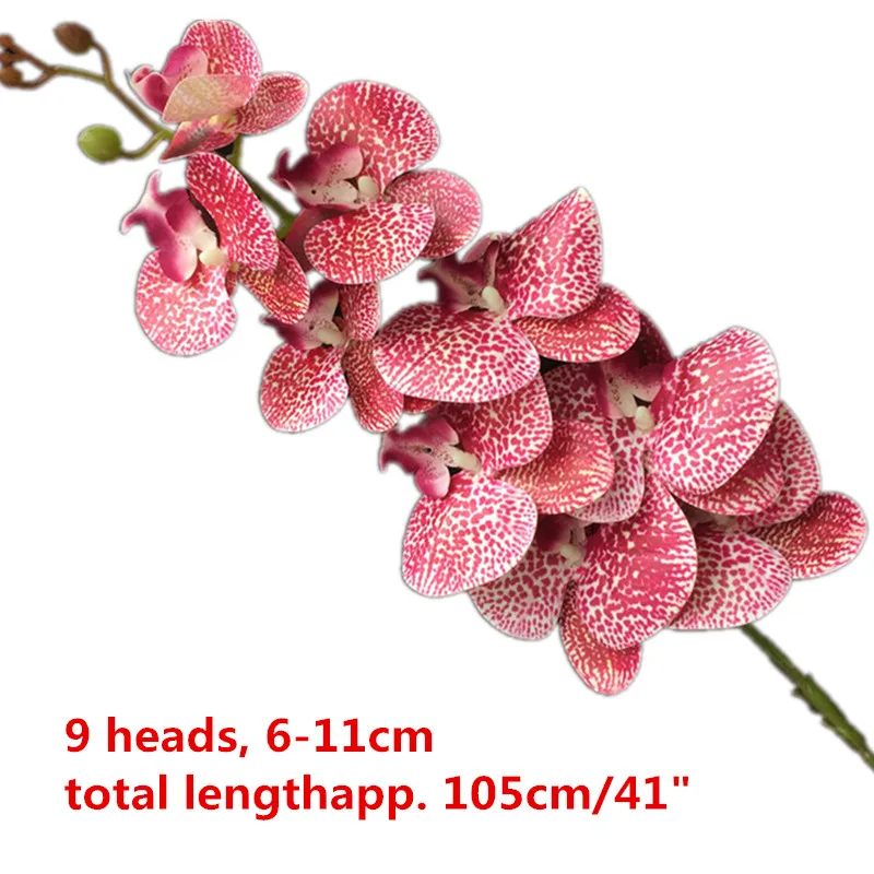 105cm deep pink spot One Real Touch орхидеи бабочка фаленопсис белый/розовый/желтый искусственный Голубь из латекса Cymbidium орхидеи Цветы для свадебного украшения - Цвет: 105cm deep pink spot